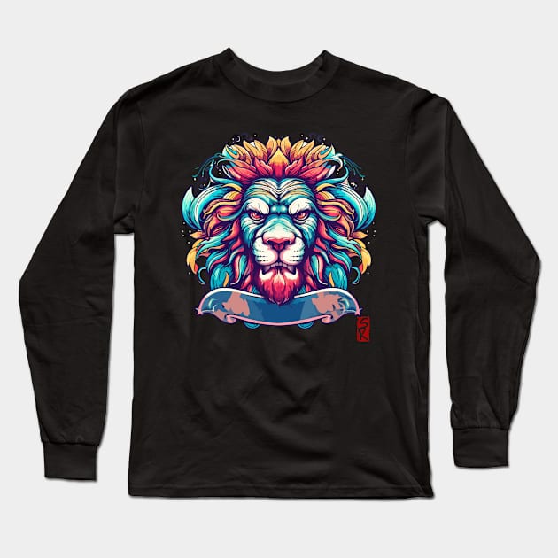 Colorful Lion Long Sleeve T-Shirt by siriusreno